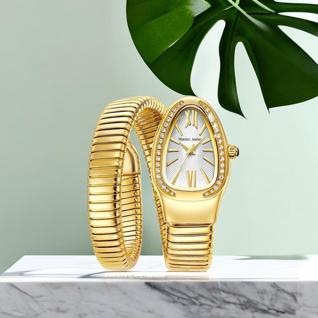 Элегантный дизайн женских часов Уникальный браслет в форме змеи Женские кварцевые наручные часы Лучший подарок