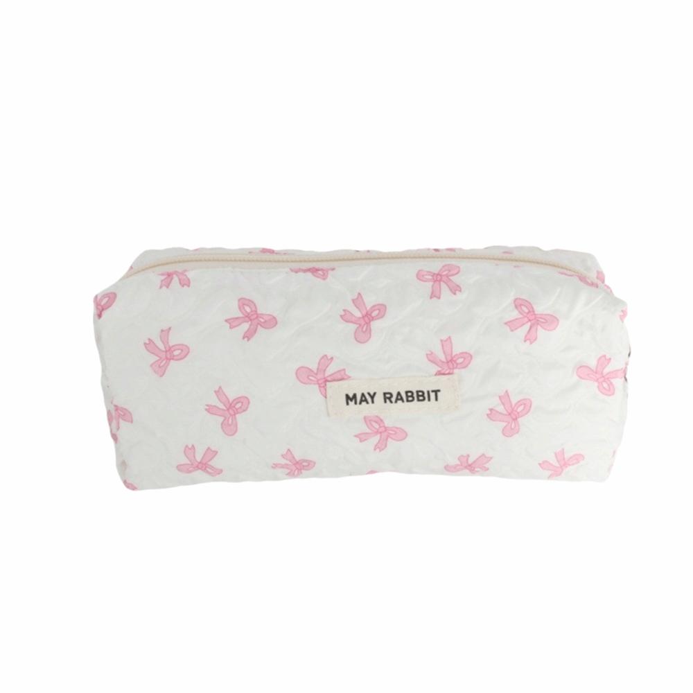 Large Capacity Bow Print Pencil Case INS Makeup Bag Simple Pen Bags Back to School Gifts