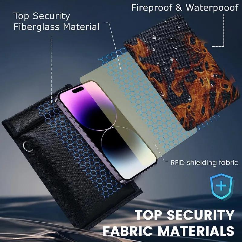 Car Key Signal Shielding Bag RFID Blocking Faraday Pouch Waterproof Fireproof Anti-Theft Protection for Keys Phones Storage
