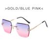 Trendy Polygonal Gradient Men Sunglasses New Frameless Cut Edge Sunglasses for Women Sunscreen and Shading Sunglasses