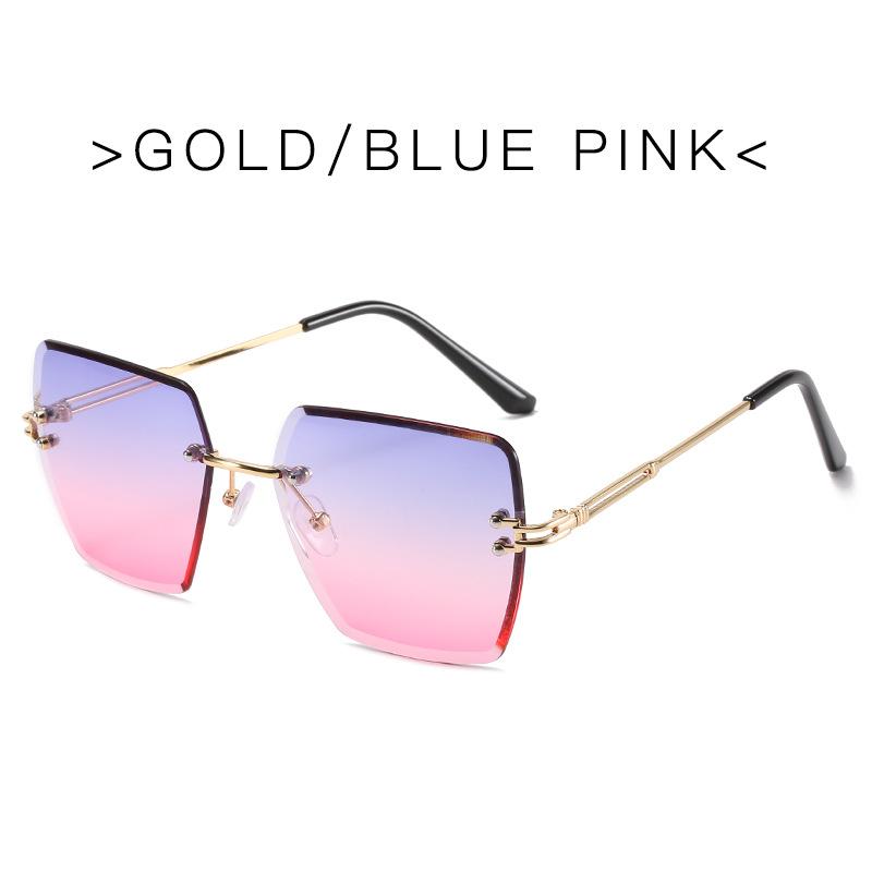 Trendy Polygonal Gradient Men Sunglasses New Frameless Cut Edge Sunglasses for Women Sunscreen and Shading Sunglasses