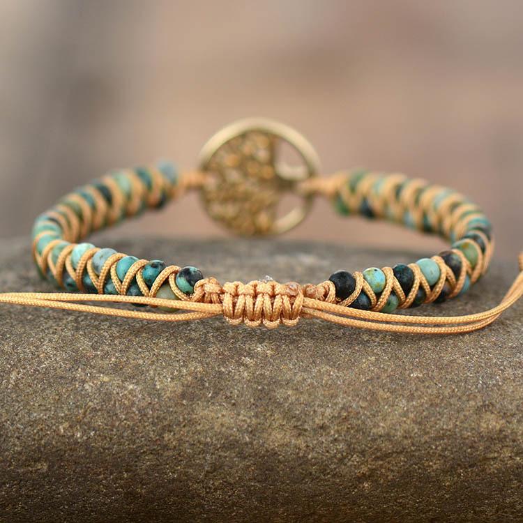 Древо Жизни Африканская Сосна Натуральный Камень Бусины Ручной работы Плетеный Йога Дружба Любовник Браслет