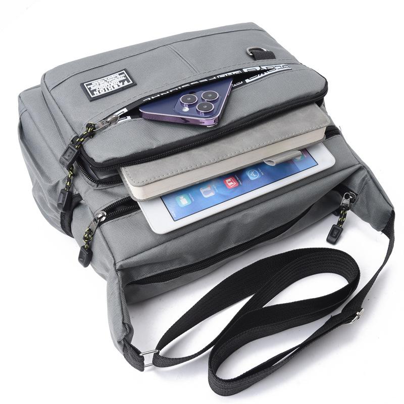 Men'S Crossbody Messenger Satchel - Multi-Layered Pockets, Adjustable Shoulder Strap, Business Single Shoulder Bag