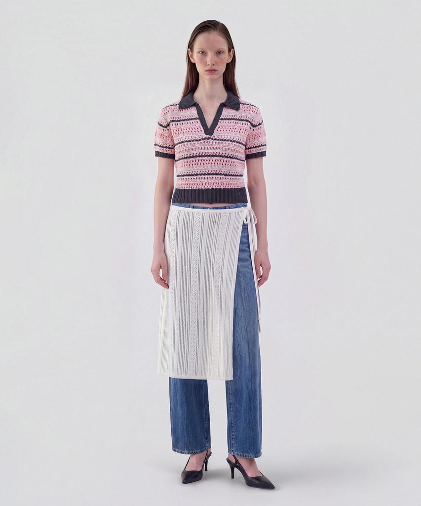 CUTZ Linen Crochet Layered Wrap Skirt