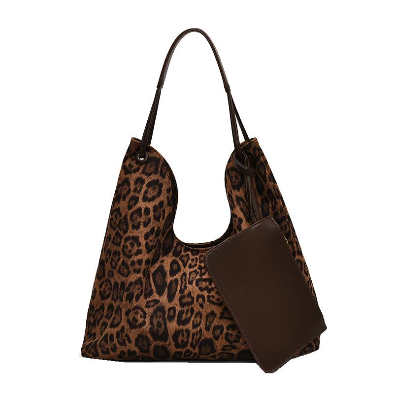 Сумка с леопардовым принтом, женская модная сумка-мессенджер большой вместимости, осенне-зимняя сумка-мессенджер 2024 года, новая повседневная сумка в стиле ретро для поездок на работу