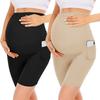 Maternity Yoga Pants New Maternity Pocket Shorts Maternity High Waist Slim Fit Belly Support Pants Sports Fitness