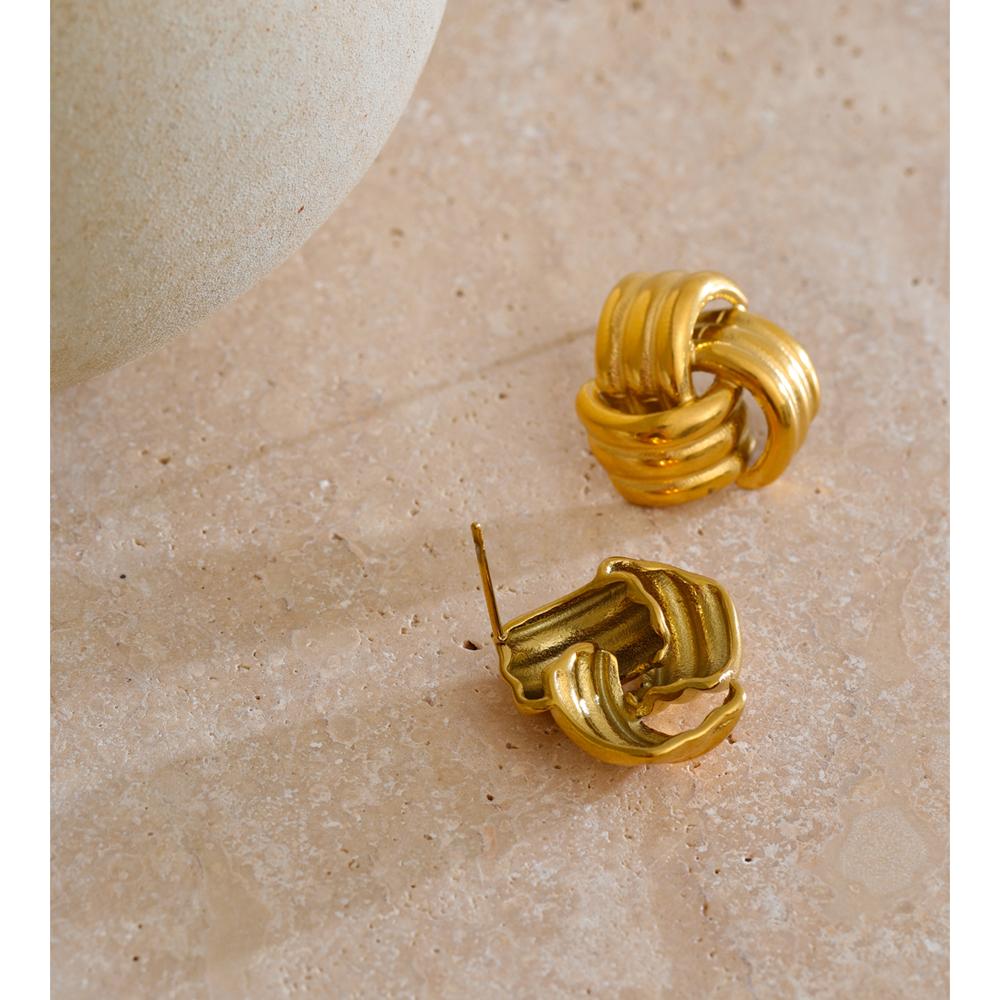 Eetit Classic Stainless Steel Geometric Stud Earrings 18K PVD Plated Metal Waterproof Women Daily Popular Fashion Jewelry Gift