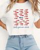 Create Your Own Waves Red Fish Blue Letter Print Women T-Shirt Crew Neck Short Sleeve Summer Casual Fashion Tops