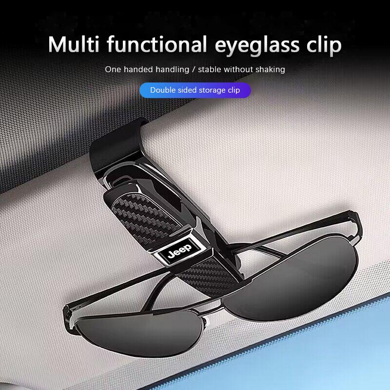 Car Glasses Case Auto Sun Visor Glasses Holder Clip For Jeep Renegade Compass Grand Cherokee Wrangler jk Gladiator Patriot AJP1