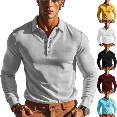 Мужская футболка W Affle Sports Casual Lapel Button Slim Long Sleeve Po Lo Shirt For Men