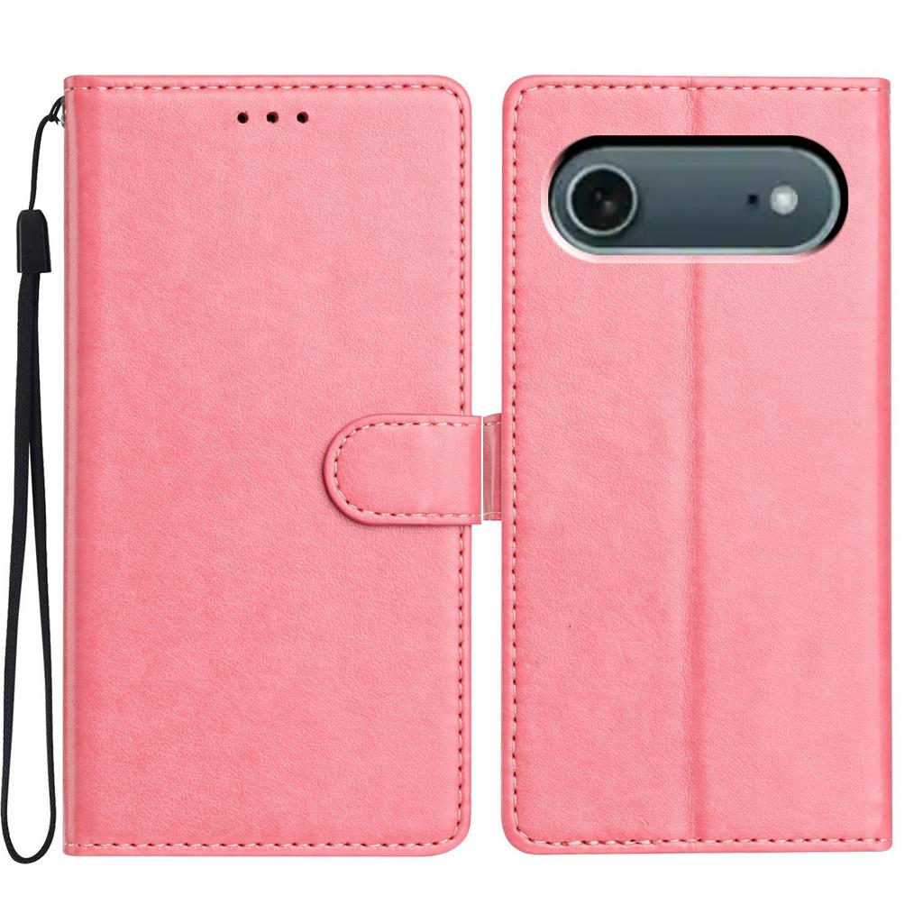 For iPhone 17 Air Leather Case Wallet Stand Phone Cover with Handy Strap
