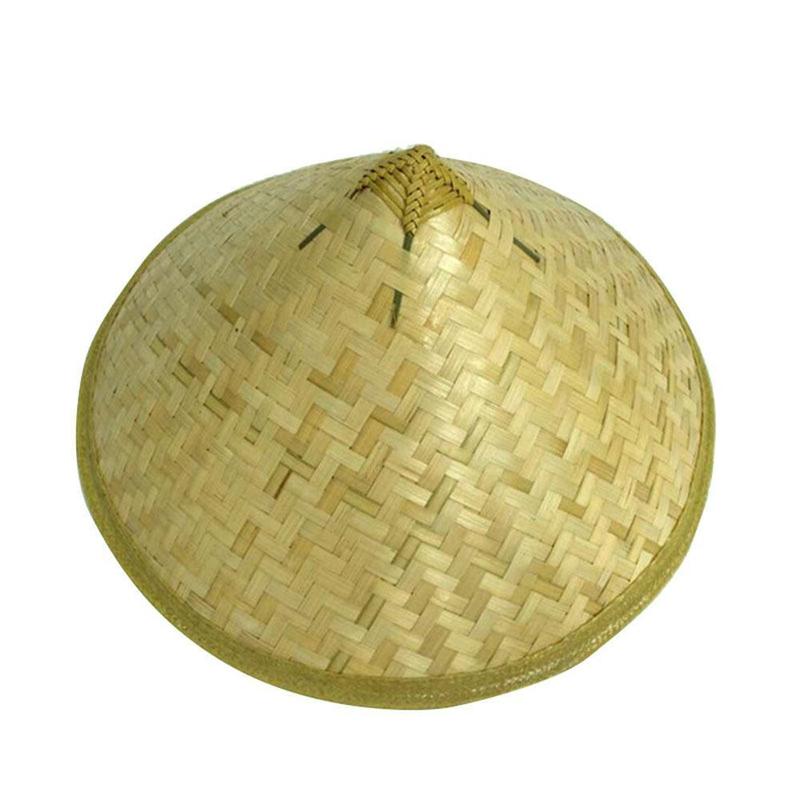 Chinese Retro Bamboo Rattan Fisherman Hat Handmade Weave Straw Bucket Hat Tourism Rain Dance Props Cone Fishing Sunshade Hat