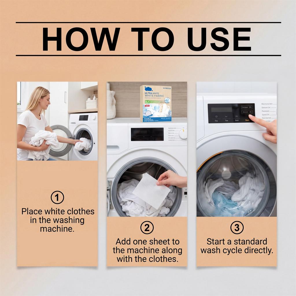Ultra-White Fabric Washing Sheets 10 Pieces Double Layer Coating Textile Fiber Protective Laundry Additive for Clothes Whitening