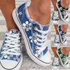 Fashion Women Shoes for Women Plus 2024 Retro Floral Print Canva Shoes Female Fashion Flat Lace-up Sneakers Casual Shoes Woman Loafers