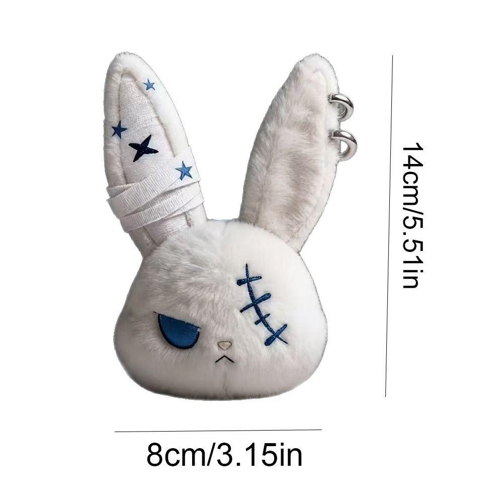 Plush Dark Bunny Plush Doll Embroidered Rabbit Bag Charm Cute Bunny Plush Keychain  Daily Carry