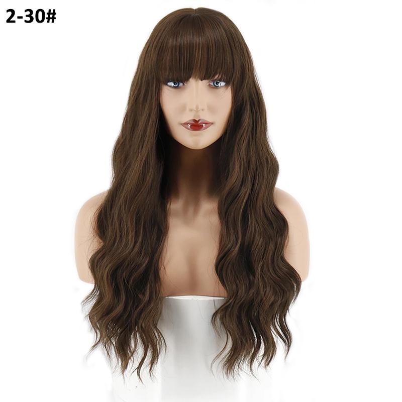 MERISIHAIR Женские длинные волнистые парики с тупой челкой, парики из синтетического высокотемпературного волокна, повседневные вечерние, для косплея