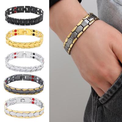 Массажный браслет из нержавеющей стали, съемный, с гематитовой энергией, лечебный магнитный терапевтический браслет