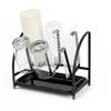 Tumosando Glass Stand, Holds 6 Glasses, Carbon Steel, Silicone, Cup Storage Rack, Drainer, Cup Stand, Glass Holder, Drying Rack, Non-Slip, Space-Savin