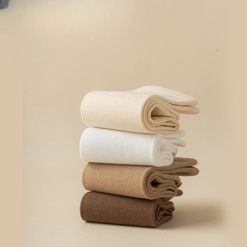 Women's Mid-calf Socks, Spring and Autumn Coffee-colored Solid Color, Versatile and Trendy, Winter Black and White Long Calf Socks