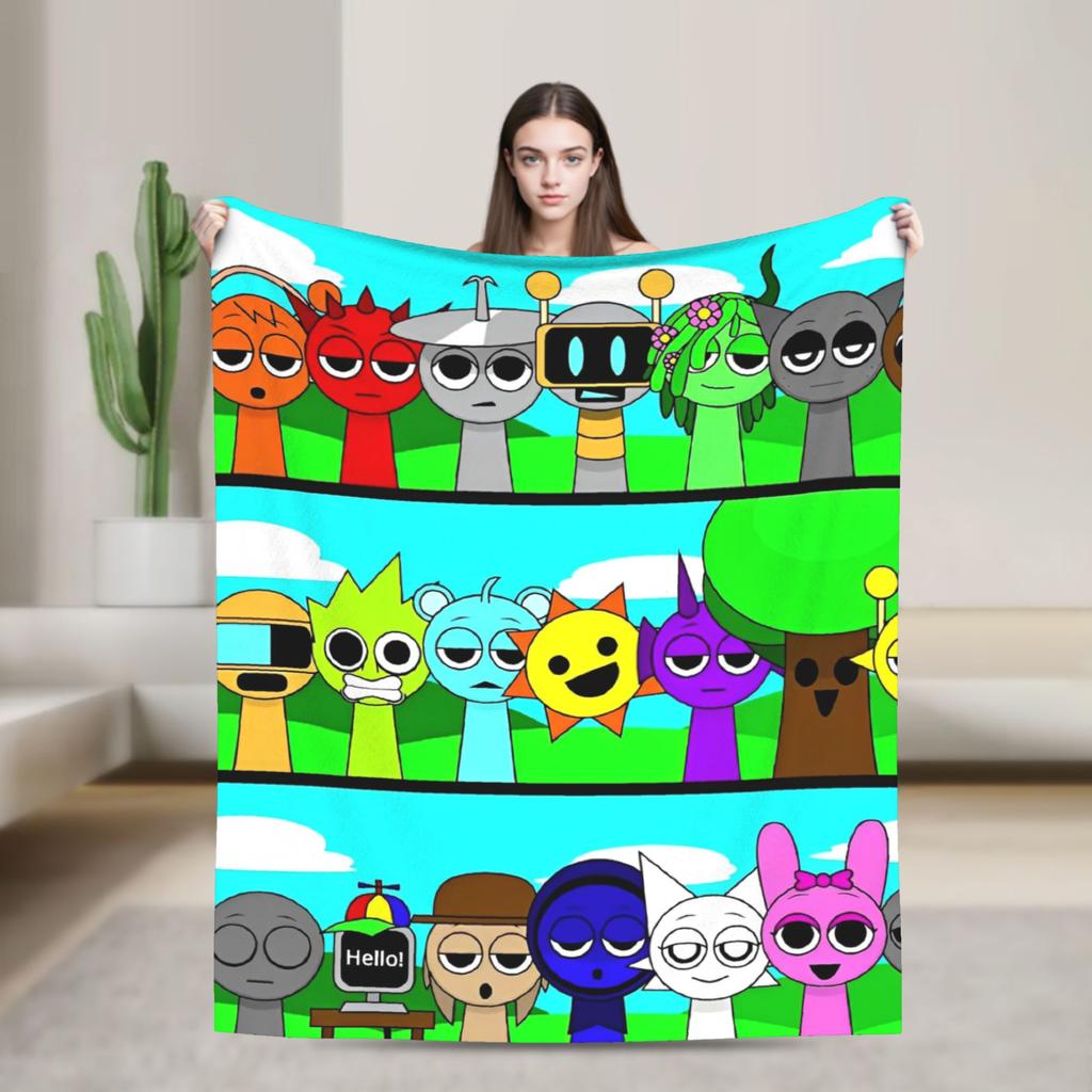 Sprunkis Characters Game Fuzzy Blanket  Funny Throw Blankets for Home 125*100cm Rug Piece