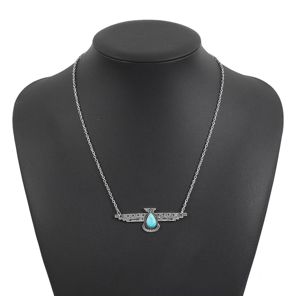 Винтажное этническое геометрическое бирюзовое ожерелье, модная цепочка на ключицу с цветком кактуса и головой коровы