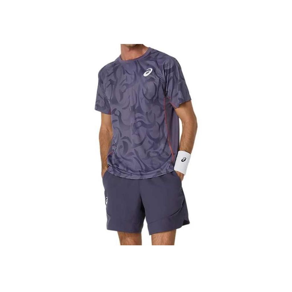 Asics Actimotion™ Повседневная мода Удобная Дышащая Футболка с коротким рукавом Мужские топы Серая Фиолетовая 2041A323-500