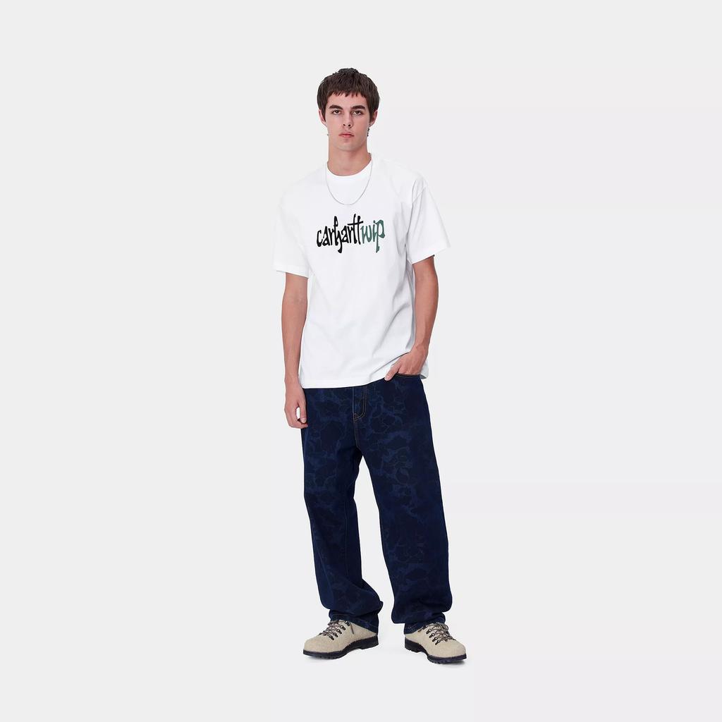 Carhartt WIP FW24 S/S Футболка Brush WIP Свободный крой Принт с буквами Круглый вырез Короткий рукав Мужские футболки I033952-02-XX