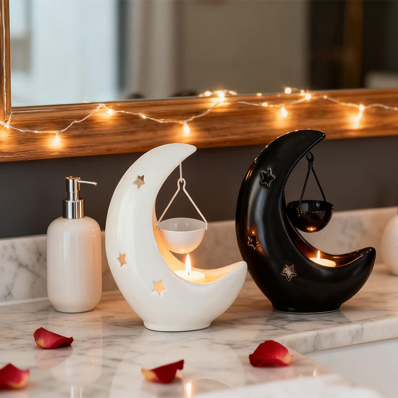 1PC Essential Oil Diffuser Home Decor Eid Gift Ceramic Living Room Black White Middle Eastern Candle Holder Creative