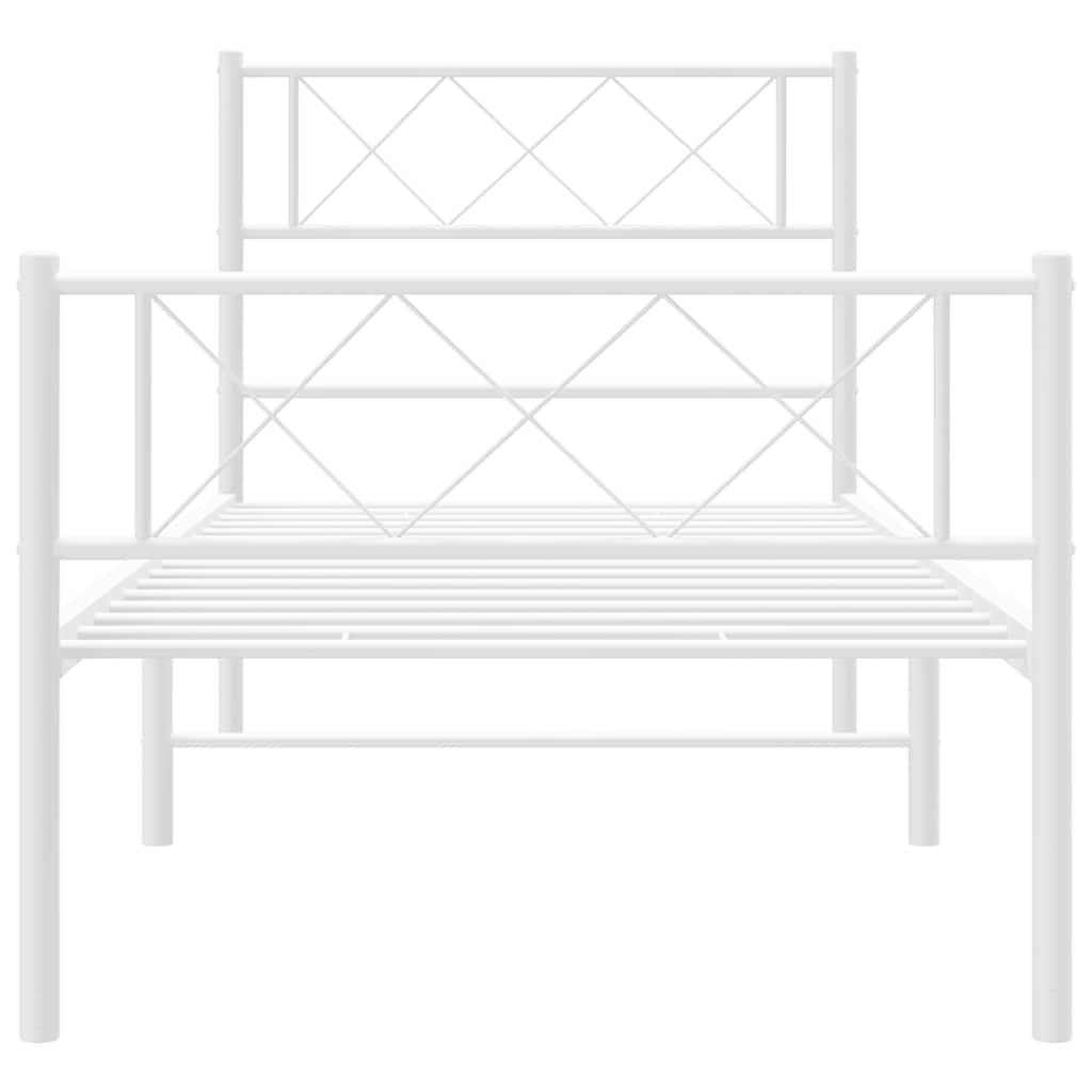 Vidaxl Metalowa Rama Łóżka Z Wezgłowiem I Zanóżkiem, Biała, 100X200 Cm