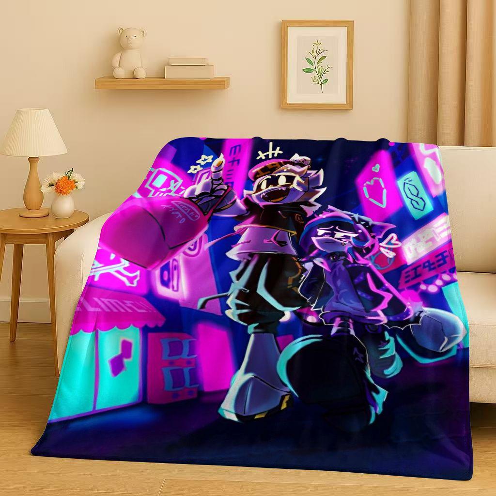 HD Cartoon Murder Drones V Uzi J Robot Flannel Blanket,Ultra Soft Warm Plush Throw for Home Bedroom Bed Sofa Cover Picnic Kids