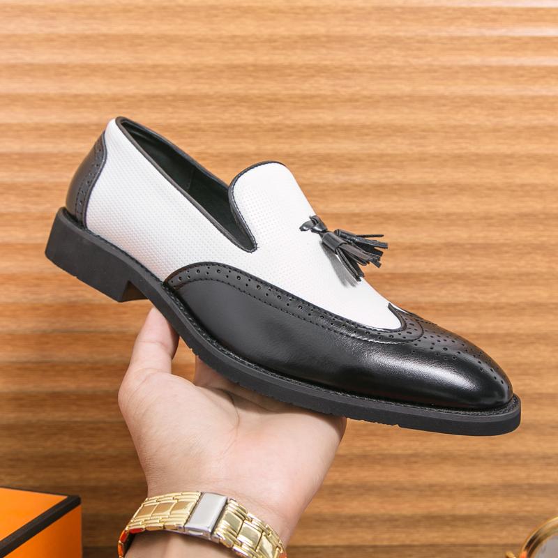 Tassel Fashion Shoe Office for Men Casual Leather Shoes Loafers Driving Moccasins Comfortable Slip On Wedding Shoes Pointed Toe