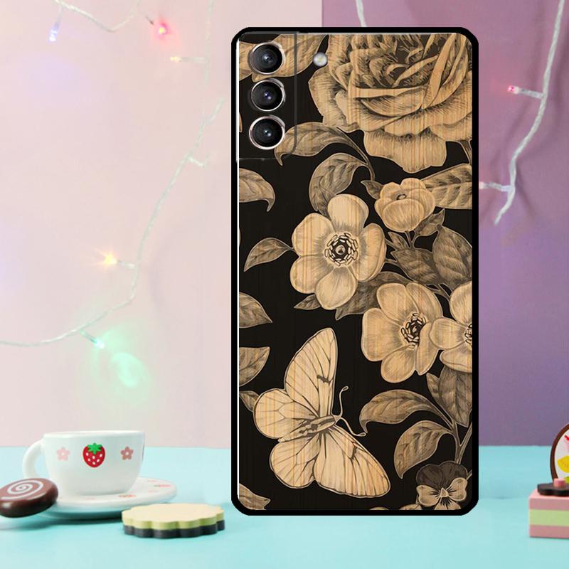 Дерево Цветок Бамбук Деревянный Чехол Для Samsung Galaxy S24 S21 S22 S23 Ultra Plus S20 FE S8 S9 S10 Note 10 20 Ultra Обложка