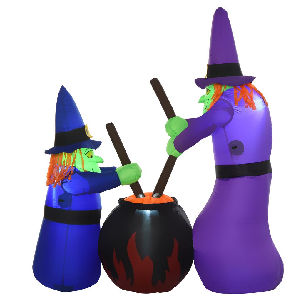 Inflatable Witch Cauldron Figure Air Figure Halloween Decoration with LED Lighting, Polyester, 170x60x180cm