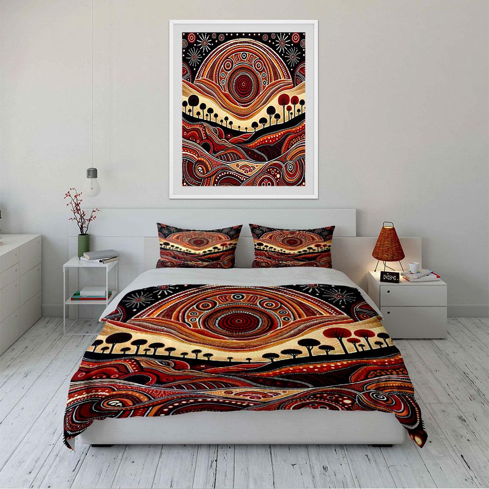 Abstract Sunset Dot Art Pattern Bedding Duvet Cover Set Duvet Cover Pillowcases (1*Duvet Cover 2*Pillowcases, without duvet insert)