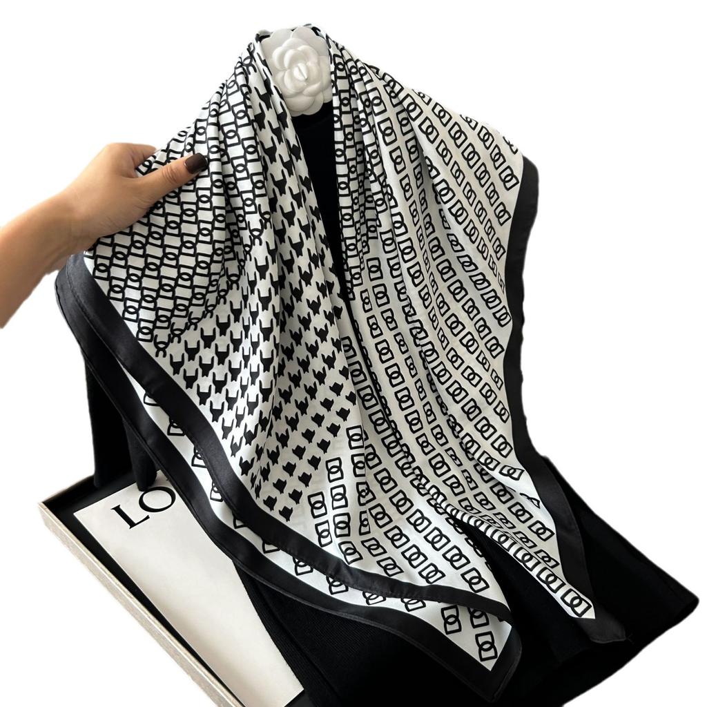New 91cm large square scarf simulation silk elegant high-end decorative shawl women's silk scarf fashionable versatile professional scarf