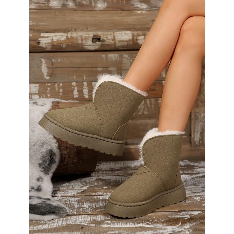 Женские короткие зимние ботинки на толстой подошве 2025 Осень/Зима Новое поступление Двусторонние Носимые Утепленная флисовая подкладка Теплые Слипоны Женские хлопковые ботинки