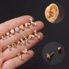 16G Titanium Steel Opal & Zircon Stud Earrings - Korean Fashion Piercing Earring