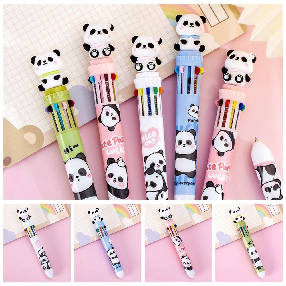 Cute Panda Ballpoint Pen Cartoon Hand Account Pen 10 Colors Journal Pens Office Supplies