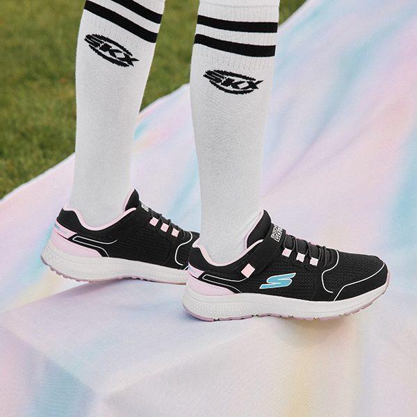 Skechers Go Run Consistent Cushioning Rebound Breathable Low top Kids' Running Shoes Black Pink Blue 319033L-BKLV