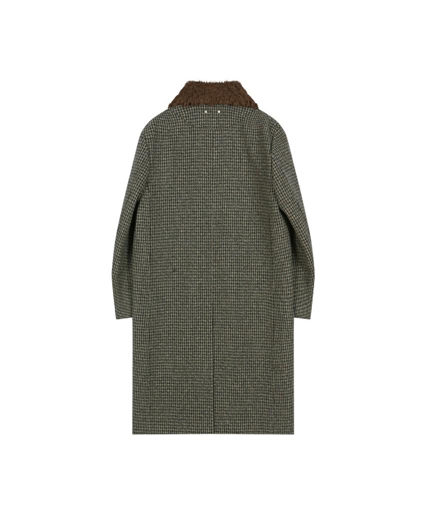 ADSB ANDERSSON BELL Detachable Fur Collar Chesterfield Tweed Coat (Dark Green)