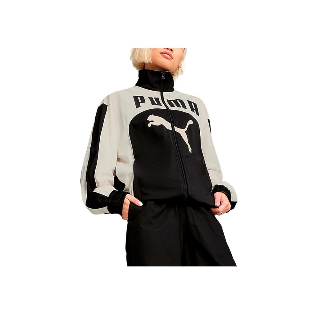 Puma Ss25 Повседневная спортивная мода Куртка со стойкой Унисекс Куртка Черный Белый 631468-51