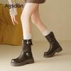 Augustine Platform Martin Boots Women's 2025 New Autumn Retro British Style Brown Casual Medium Tube Short Boots Tide