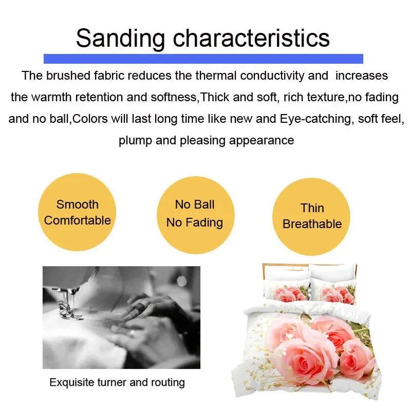 Rose Duvet Cover Set 220X240 for Double Bed Quilt Comforters Cover Pink Floral Bedding Set 3PCS 2PCS Single Beds Queen Full Size