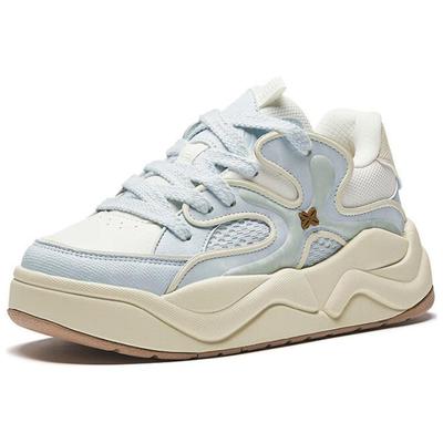 Xiaocanglan Ткань Синтетическая Кожа Универсальные Модные Нескользящие Износостойкие Низкие Кроссовки Для Скейтбординга Женские Кроссовки Синие Белые 122448036-4