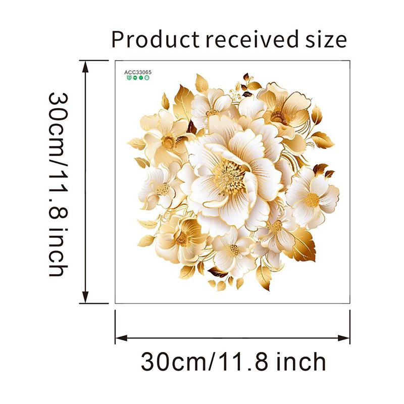 Наклейки на унитаз для ванной комнаты Современный минималистичный узор с золотыми цветами Самоклеящиеся картины для украшения ванной комнаты и гостиной