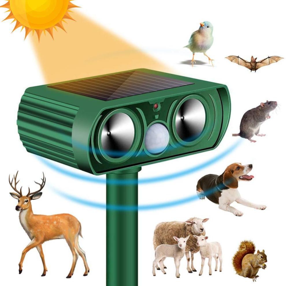 Humane Animal Repeller for Yard Security, Motion Activated Ultrasonic Animal Repellent with Solar Powered Charging, Outdoor Animal Repeller Featuring