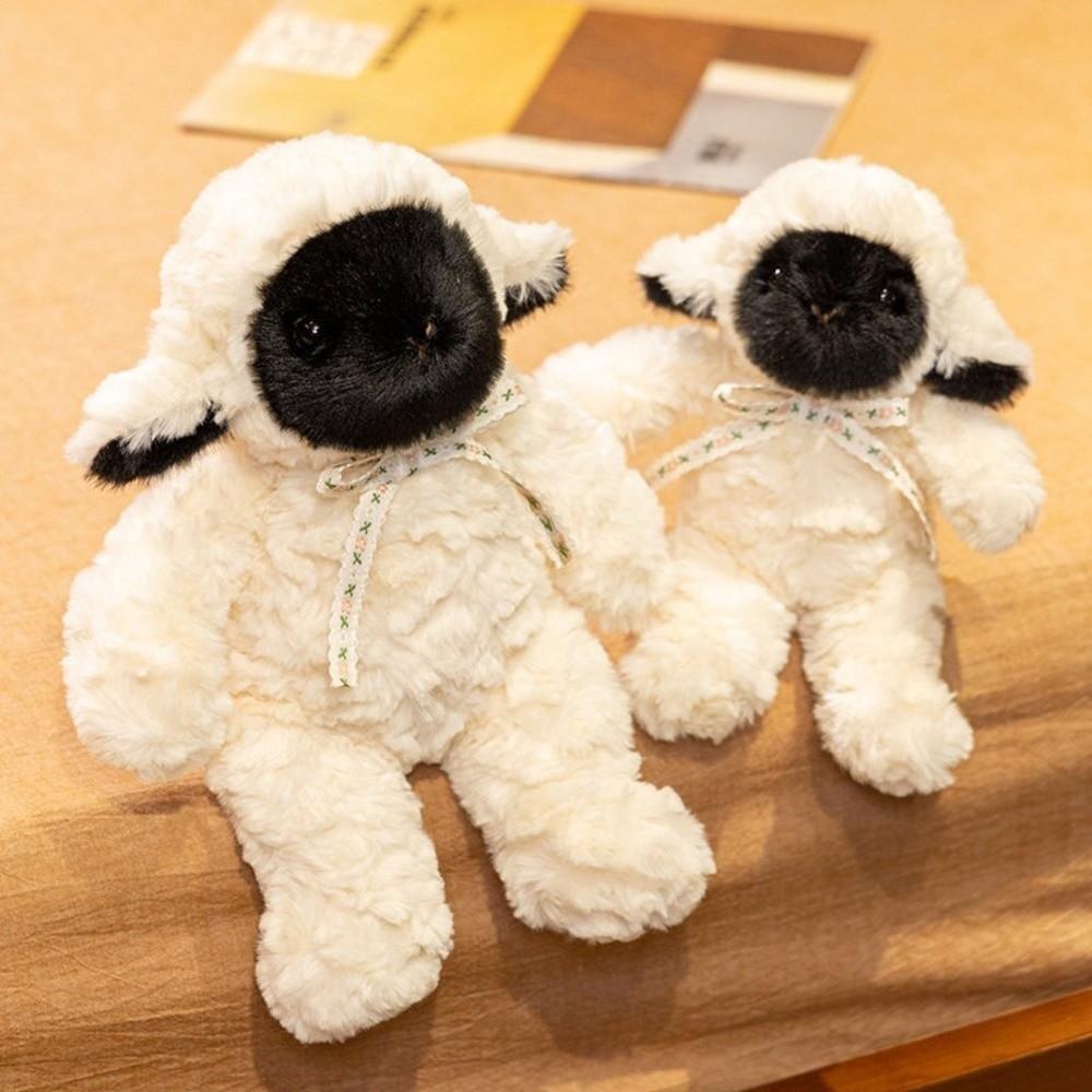 Lace Bow Tie Plush Toys Cozy Fluffy Lamb Stuffed Kawaii Sheep Doll For Kids