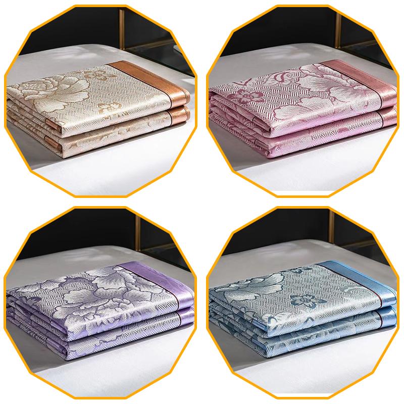 Летний коврик из ледяного шелка с наволочкой. Легко чистящийся складной прохладный спальный коврик. Можно стирать в машине. Наматрасники 90 150 180