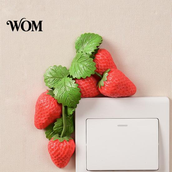 Adhesive Switch Plate Fruit Wall Stickers, Creative Kitchen 3D Cute Socket Surround Decor Decorative Decor, Resin Waterproof Decal Bedroom Aesthetic