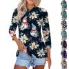 Женская модная повседневная блузка с лацканами на пуговицах, с рукавом 3/4 и винтажным принтом